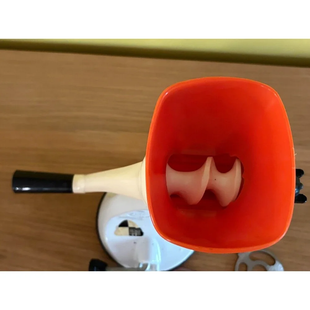 Vintage 1970s Spong N605 Hand Crank Meat Mincer Orange White England